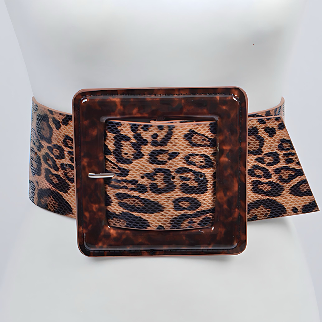 Leopard Belt with Square Buckle