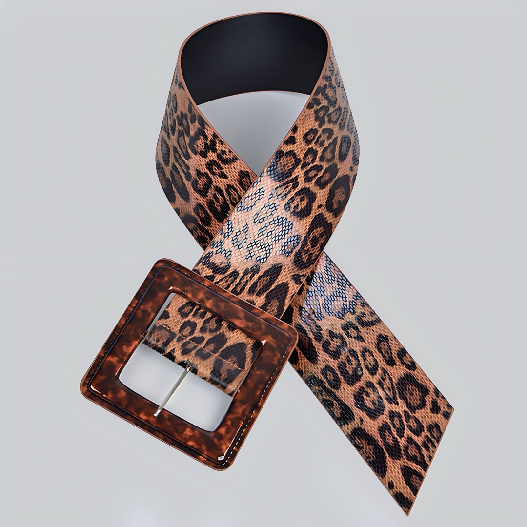 Leopard Belt with Square Buckle