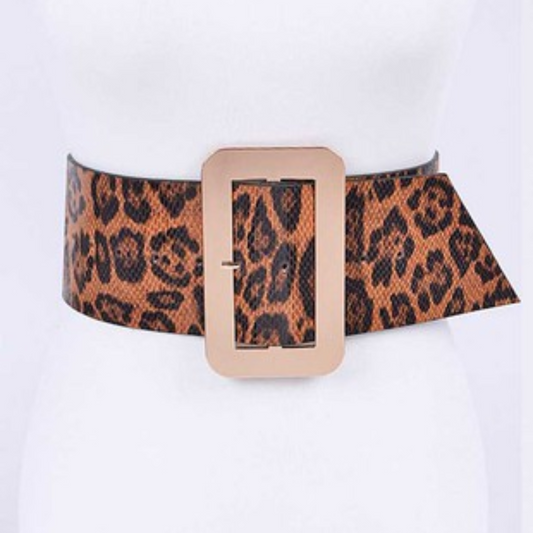 Leopard Belt with Gold Buckle