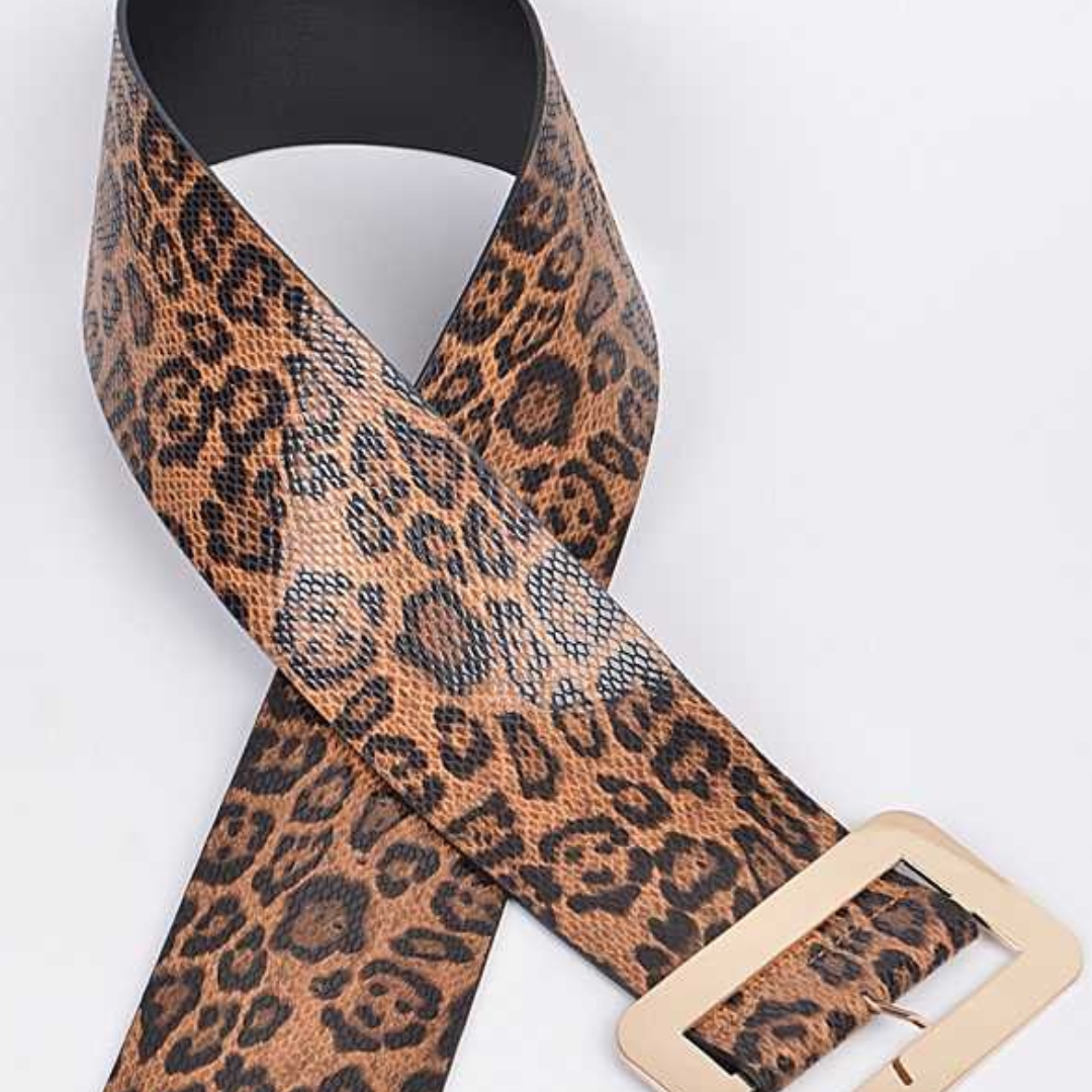 Leopard Belt with Gold Buckle